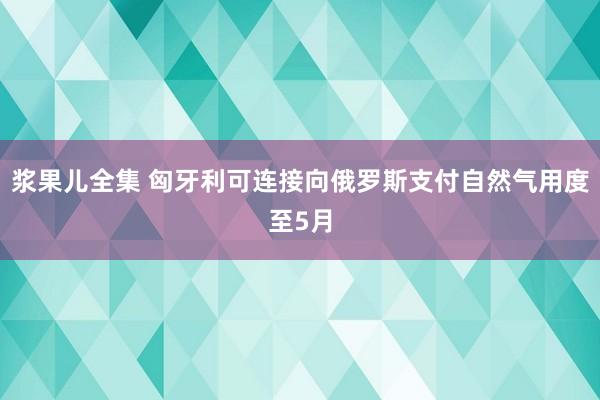 浆果儿全集 匈牙利可连接向俄罗斯支付自然气用度至5月